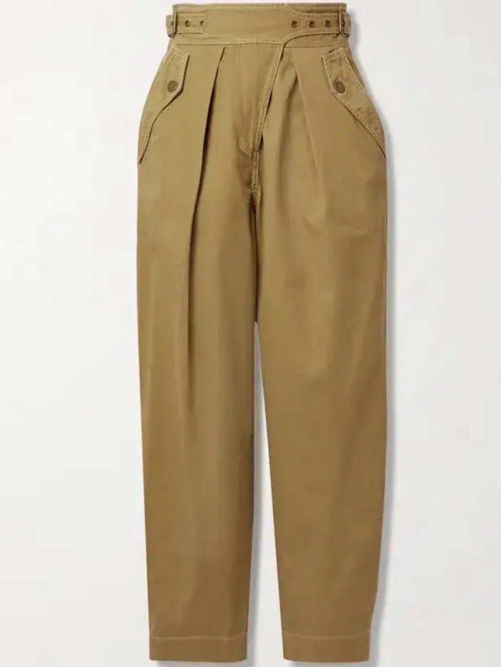 High-Waist Pleated Ulla Johnson Pants in Khaki